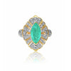 Bague en or jaune massif 14k avec émeraude taille marquise de 0,75 carat