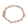 14K Roségold ID-Tag Rund Diamant Pavé Kabelglied Armband