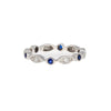 14K Weißgold-Fassung Blau Saphir & Diamant Stapel 3MM Band Ring
