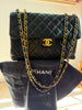 1990s Chanel Vintage Jumbo Single Flap Quilted Lambskin 24k Plated CC Logo
