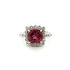 Bague Coussin à facettes de 5,20 carats en tourmaline rose et diamants, en or blanc 18K