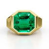AGL Certified 4.2 Carat Colombian Emerald 18K Gold Octagon Bezel Ring