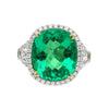 AGL Zertifiziert 7,36 Karat No Oil Cushion-Cut Kolumbianischer Smaragd & Halbmondschliff Diamonds Ring