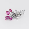 AGL Certified No Heat Ceylon Pink Sapphire and Diamond Platinum Floral Brooch