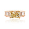 GIA Certified 3.86 Carat Yellow Diamond East West Ring 18K Gold