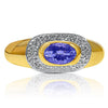 Bague en forme ovale avec tanzanite dans un sertissage en or jaune 14k