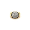 Bague style signet avec grappe de diamants ronds naturels pour homme en or 18k