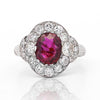 Vintage GIA Cert. 2.3 Carat No Heat Burma Ruby & Diamond in Platinum Ring