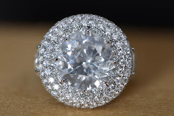 7.71 Carat Round Cut I2 Natural Diamond Cluster Ring in 18K White Gold – Assay Jewelers