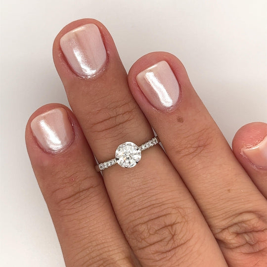 0.44 CTTW Round Cut Diamond Engagement Ring in 18K White Gold