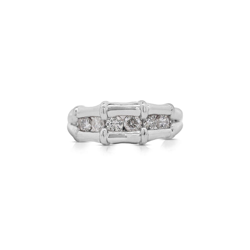 0.5 Carat Round Diamond Bamboo Style Platinum Channel Set Band Ring