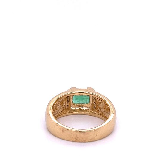0.76CT Colombian Emerald and Inlaid Opal 14k Yellow Gold Ring