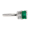 0.98 Carat Baguette Colombian Emerald, Diamond Platinum Thin Ring