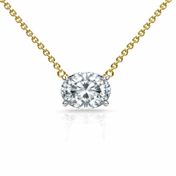 1-3 Carat Oval Lab Diamond East West 14K Gold Floating Pendant Necklace – Assay Jewelers