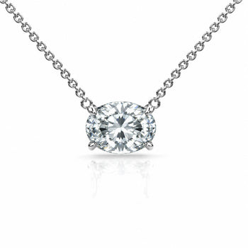 1-3 Carat Oval Lab Diamond East West 14K Gold Floating Pendant Necklace – Assay Jewelers