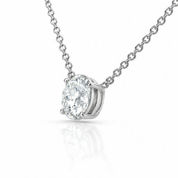 1-3 Carat Oval Lab Diamond East West 14K Gold Floating Pendant Necklace – Assay Jewelers