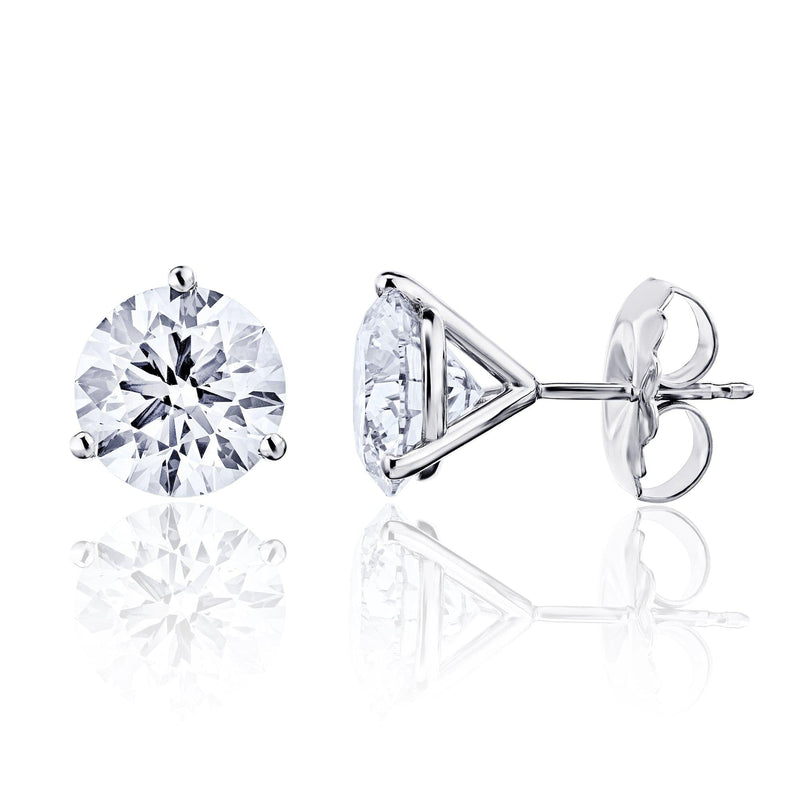 1-6 carat Martini 3-Prong Lab Grown Diamond Stud Earrings