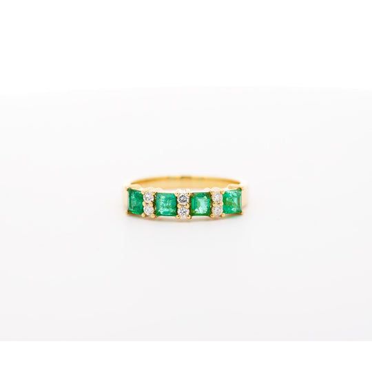1 Carat Emerald Diamond 5-Stone Square Ring in 14K Gold