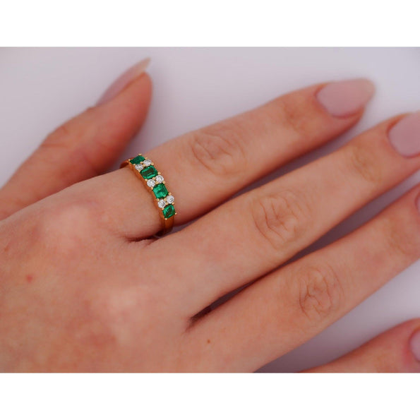 1 Carat Emerald Diamond 5-Stone Square Ring in 14K Gold