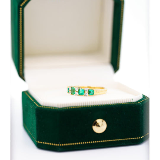 1 Carat Emerald Diamond 5-Stone Square Ring in 14K Gold