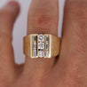 1 Carat Round & Baguette Cut Diamond & 18K Gold Matte Mens Ring