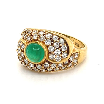 1 Carat Vintage Cabochon Cut Natural Emerald Ring in 18k yellow gold – Assay Jewelers