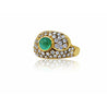 1 Carat Vintage Cabochon Cut Natural Emerald Ring in 18k yellow gold