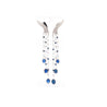 10 Carat Blue Sapphire & Diamond Dangle Drop Ear Climb Chandelier Earrings