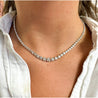 10 Carat Natural Diamond Graduated Tennis Necklace 18K White Gold 16.5 Inches