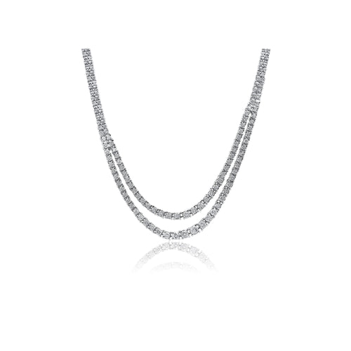 10 Carat Natural Diamond Two Strand Riviera Graduated Tennis Necklace Platinum