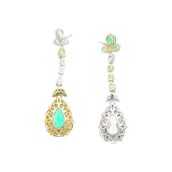 Boucles d’oreilles pendantes miroir en or 18K avec émeraudes naturelles et diamants de 10 carats – Assay Jewelers