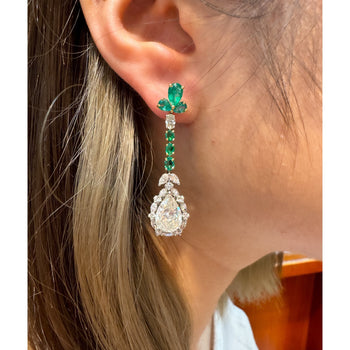 10 carats, boucles d'oreilles pendantes miroir en émeraude naturelle et diamants, en or 18K – Assay Jewelers