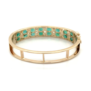 Bracelet jonc 2 rangs en or 14 carats avec émeraude et diamants, 10 carats – Assay Jewelers