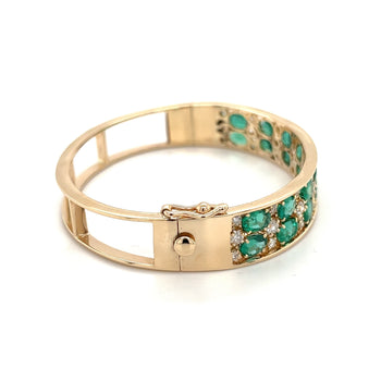 Bracelet jonc 2 rangs en or 14k avec émeraude de 10 carats et diamants – Assay Jewelers
