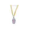 100 Carat Oval Cut Pink Kunzite with Aquamarine & Diamond Pendant in 18K White Gold