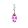 100 Carat Oval Cut Pink Kunzite with Aquamarine & Diamond Pendant in 18K White Gold