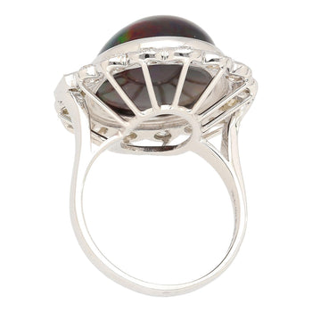 10.08 Carat Black Opal with Baguette and Round Diamond Halo Cocktail Ring – Assay Jewelers