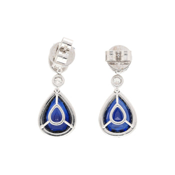 10.38 Carat Blue Sapphire and Diamond 18K White Gold Drop Earrings – Assay Jewelers