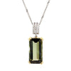 10.52 Carat Forest Green Tourmaline Emerald Cut 18K Gold Pendant Necklace