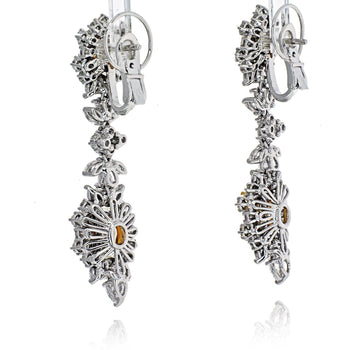 10.75 Carat Radiant-Cut VVS1 Fancy Yellow Diamond Drop Earrings in 18K White Gold – Assay Jewelers