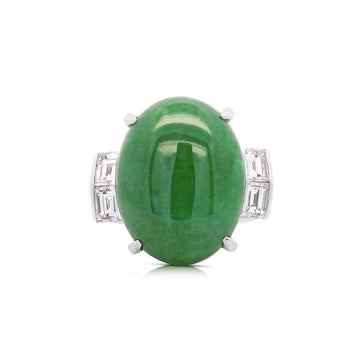 10.91 Carat Oval Jadeite Jade & Baguette Diamond Platinum Filigree Ring – Assay Jewelers