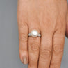 11.5mm White Pearl and Round Cut Diamond Accent Platinum Ring