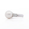 11.5mm White Pearl and Round Cut Diamond Accent Platinum Ring