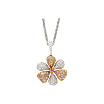 11.9 Carat Pink and White Diamond Pendant Necklace and Ring Flower Motif Jewelry Set in 18K Rose & White Gold – Assay Jewelers