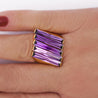 12 Carat Baguette Cut Amethyst 18K Gold Italian Cocktail Ring