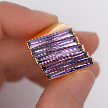 12 Carat Baguette Cut Amethyst 18K Gold Italian Cocktail Ring – Assay Jewelers