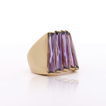 12 Carat Baguette Cut Amethyst 18K Gold Italian Cocktail Ring – Assay Jewelers