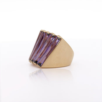 12 Carat Baguette Cut Amethyst 18K Gold Italian Cocktail Ring – Assay Jewelers