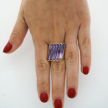 12 Carat Baguette Cut Amethyst 18K Gold Italian Cocktail Ring – Assay Jewelers