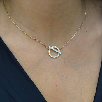1/2 Carat Diamond Pave Circle & Bar Toggle 14K Yellow Gold Pendant Necklace – Assay Jewelers